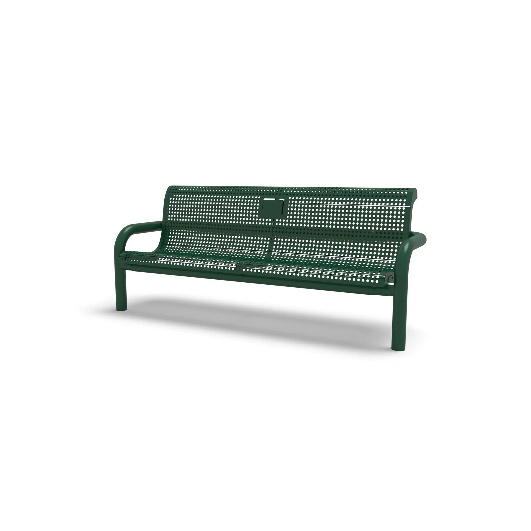 Green Wabash Valley Contemporary Perforated steel Memorial Bench with Inground Mount studio image