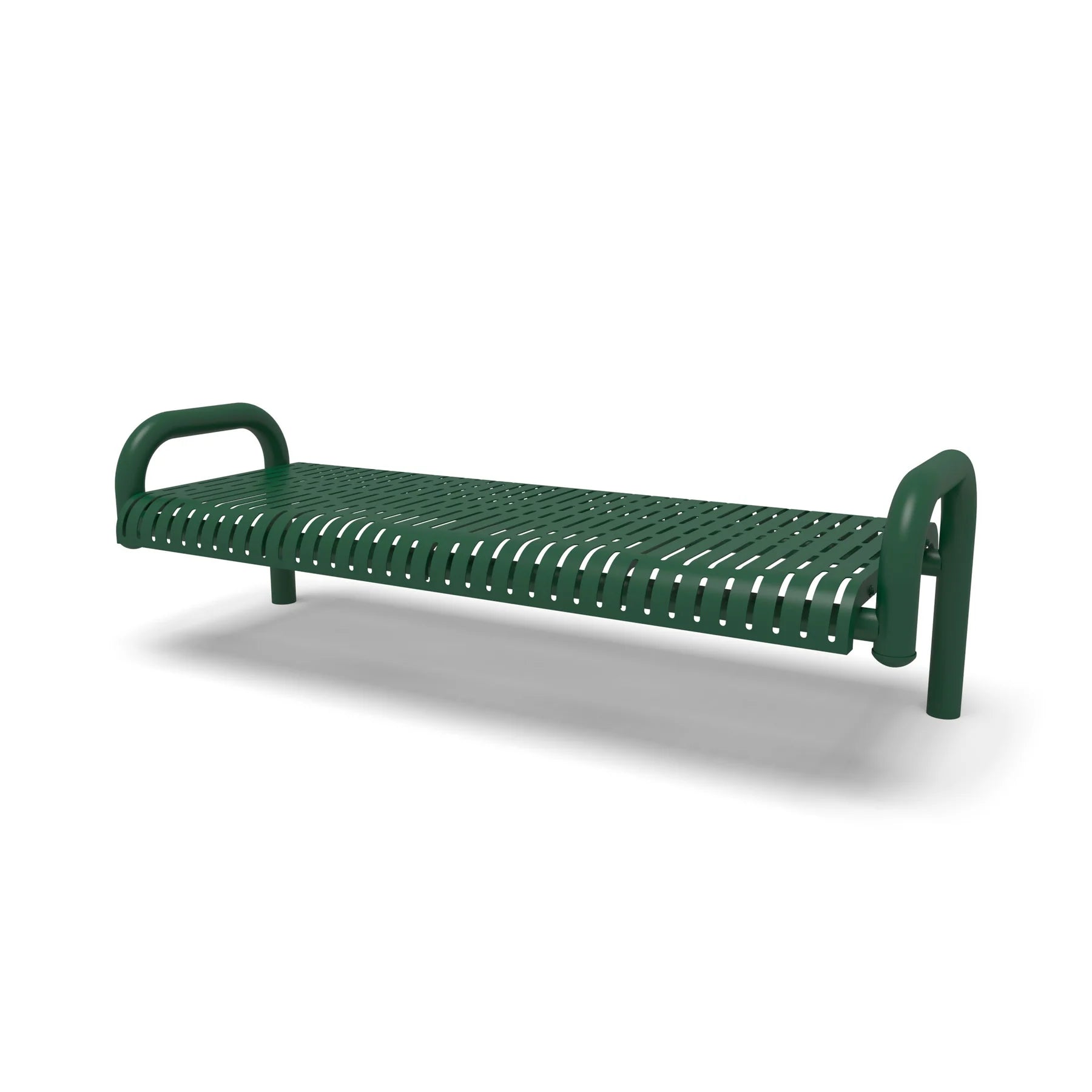 Green Wabash Valley Contemporary Ribbed Steel Backless Bench with Inground Mount Studio Image