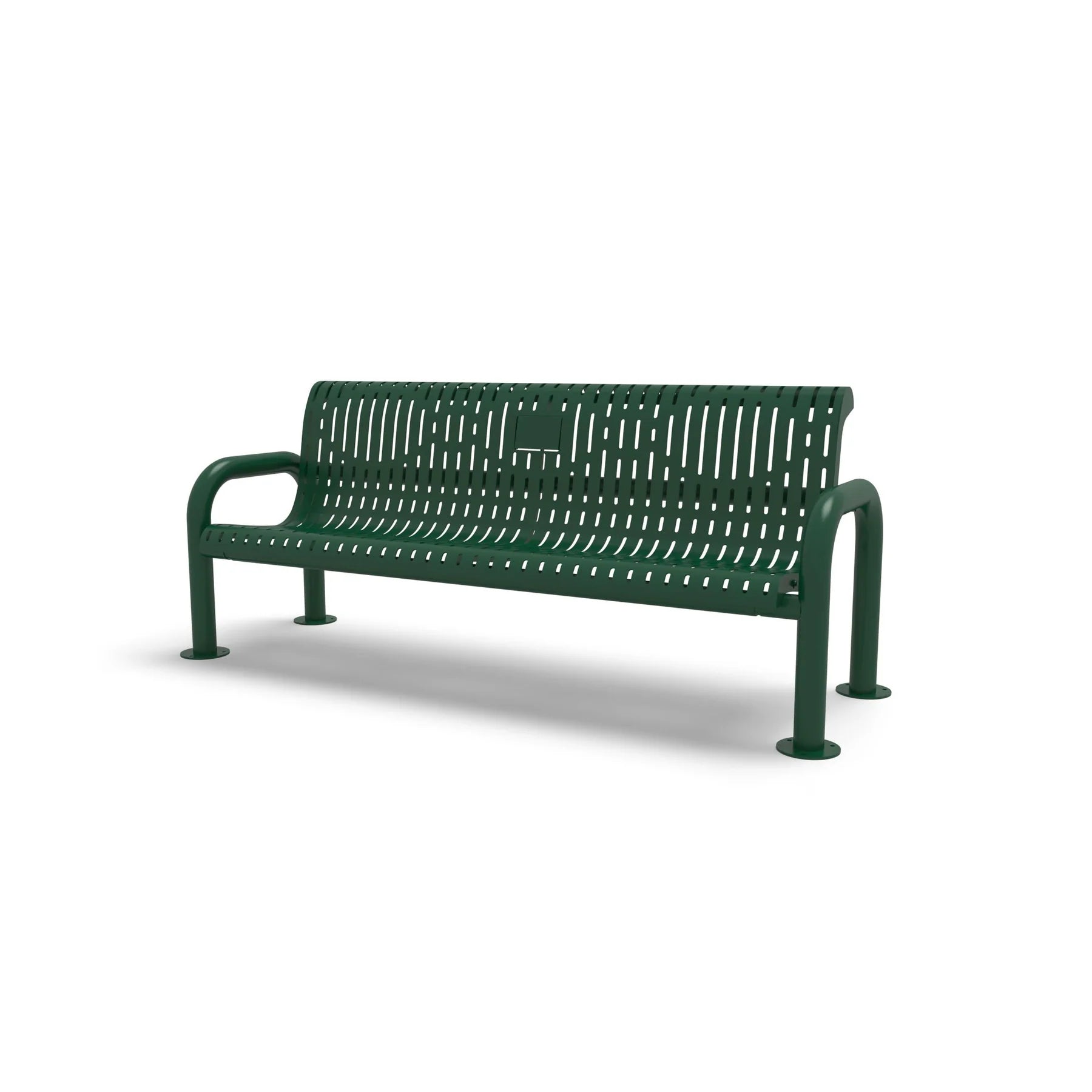 Green Wabash Valley Contemporary Ribbed steel Memorial Bench with Surface Mount studio image