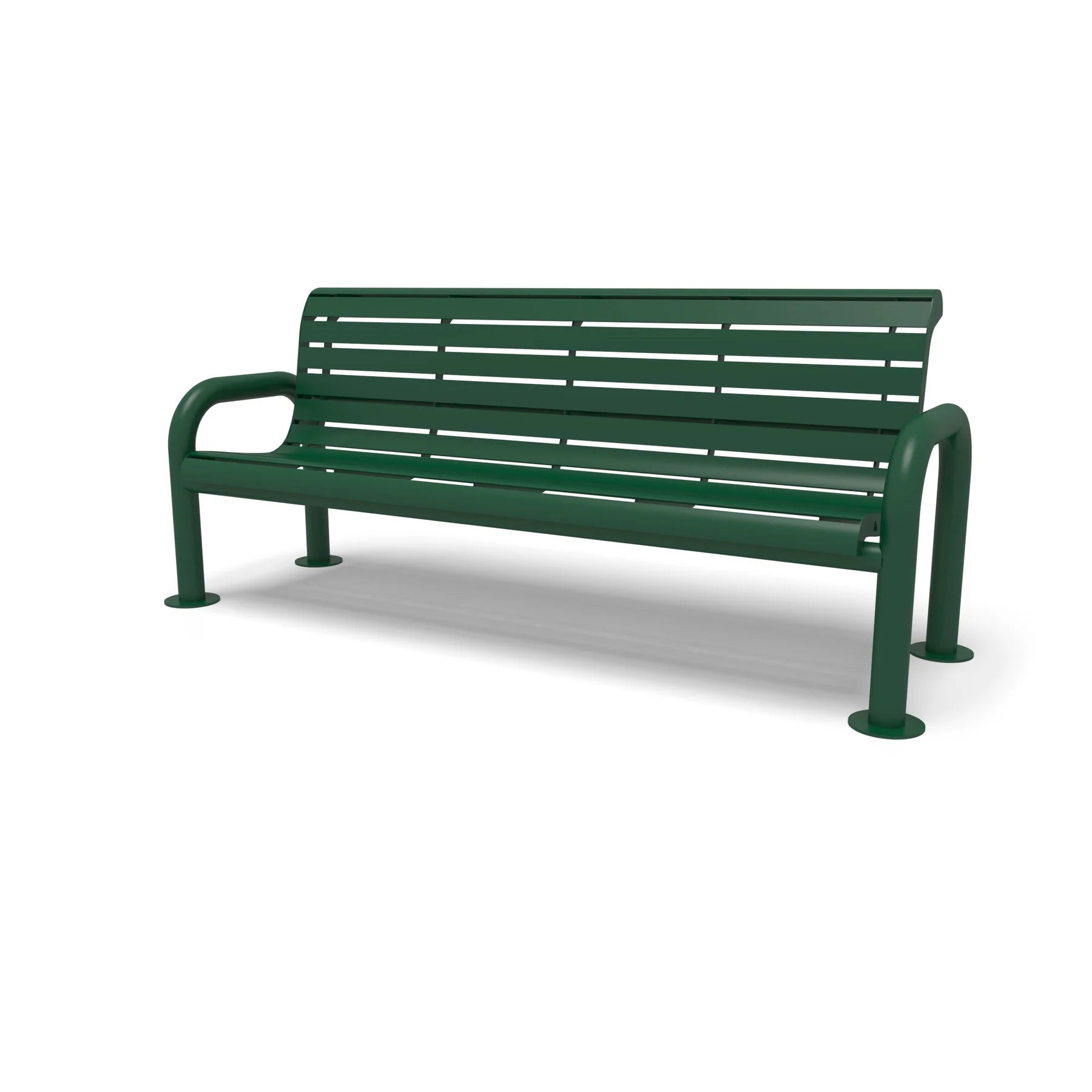 Green Wabash Valley Contemporary Slatted Steel Bench Surface Mount Studio Image