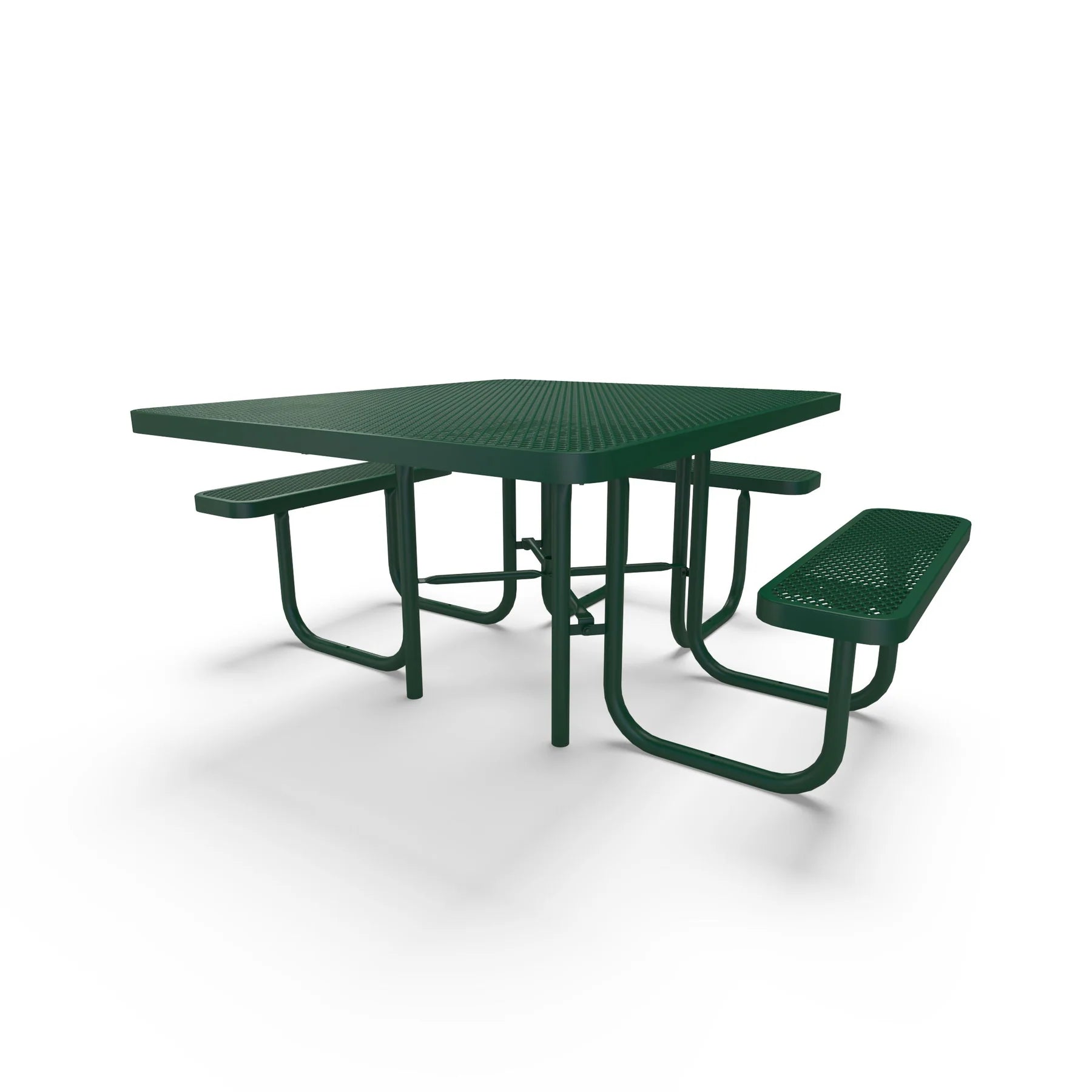 Green Wabash Valley Signature Square Diamond Metal Portable Picnic Table with ADA Accessible Seating