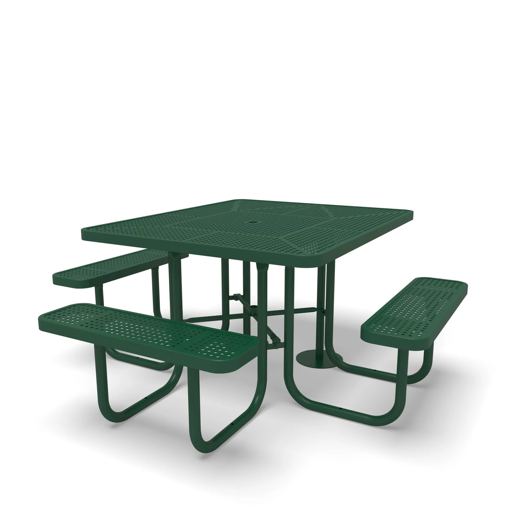 Green Wabash Valley Signature Square Perforated Metal Portable Picnic Table with ADA Accessible Seating