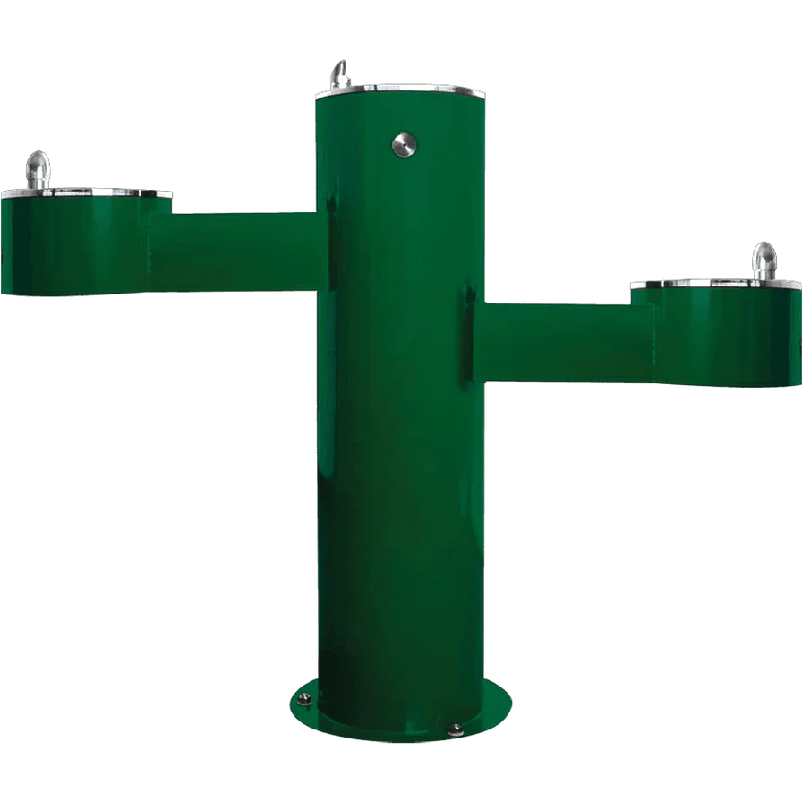 Green Willoughby Triple Height Drinking Fountain Side Approach Studio Image
