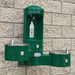 Green Willoughby Wall-Mounted Water Bottle Filling Station with 2 Drinking Fountains on Brick wall Lifestyle Image