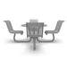 Grey Wabash Valley Camino Round Dining Table, Standard, perforated plastisol top, four seats with backs, portable, model CM221Q, outdoor restaurant furniture