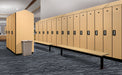 Gym Locker Room Full of Maple Salsbury 3-Door Single Tier Designer Wood Lockers