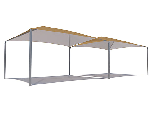 Outdoor USA Shade Hip Double Unit with beige top and gray sides on a white background