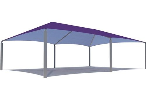 USA Shade 6-Post Hip with purple roof on a white background