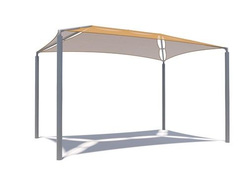 Outdoor USA Shade Multi-Panel Hip with a wooden top on a white background