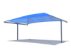Blue USA Shade Hip T-Cantilever Shade with metal frame on a white background