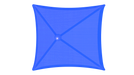 Top view of Blue USA Shade Lifeguard Umbrella with a central white dot on a white background