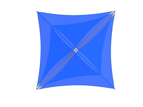 Blue USA Shade Mariner Pyramid Shade top view on a white background
