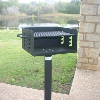 MyTCoat Park Grill Lifestyle Image with Pond Background