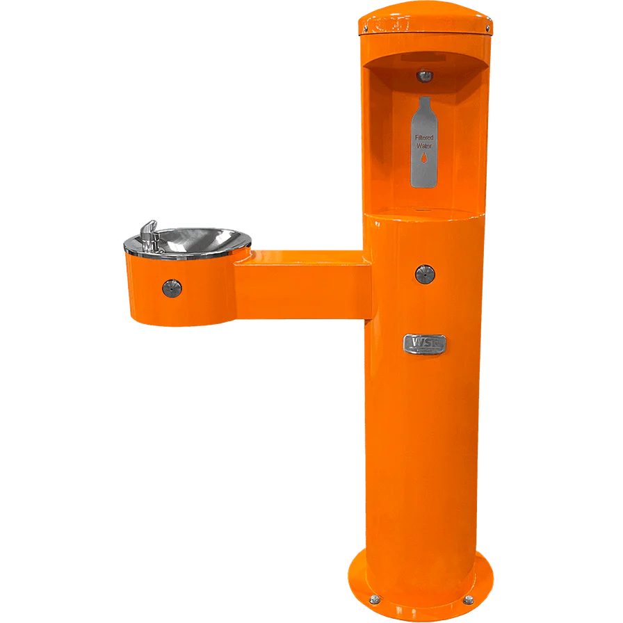 Orange Willoughby Stainless Front Approach Bottle Filler Drinking Fountain Studio Image
