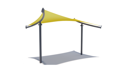 Yellow USA Shade Orion Shade with black support structure on a white background
