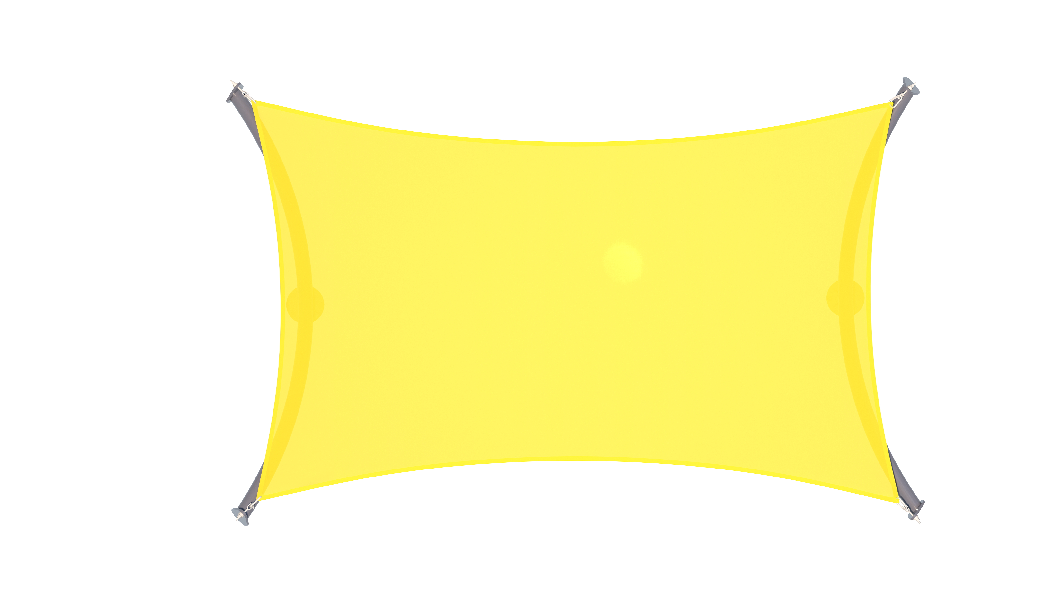 top View Yellow USA Shade Orion Shade with gray Posts on a white background