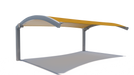 USA Shade Panorama Cantilever with a beige roof and metal frame on a white background