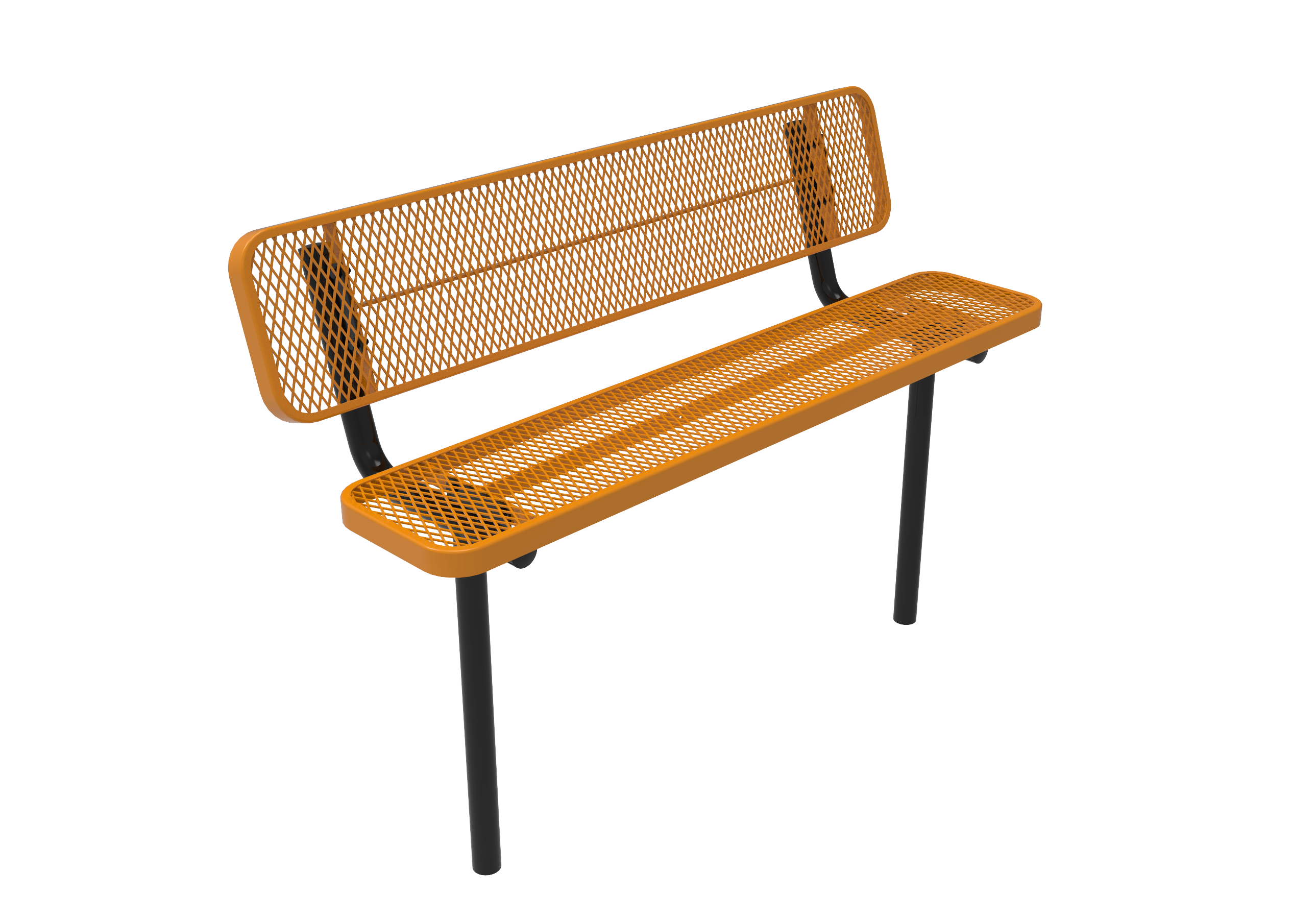 MyTCoat 4' - 8'  Players Bench with Back - Expanded Metal - Inground Mount