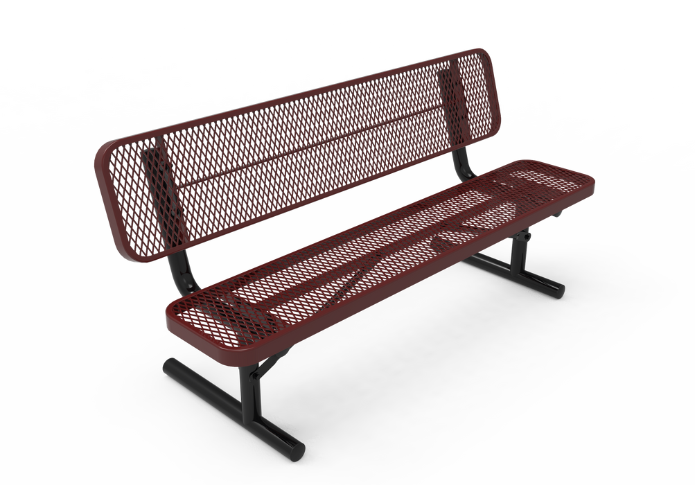 4' - 8'  Players Bench with Back - Expanded Metal - Portable