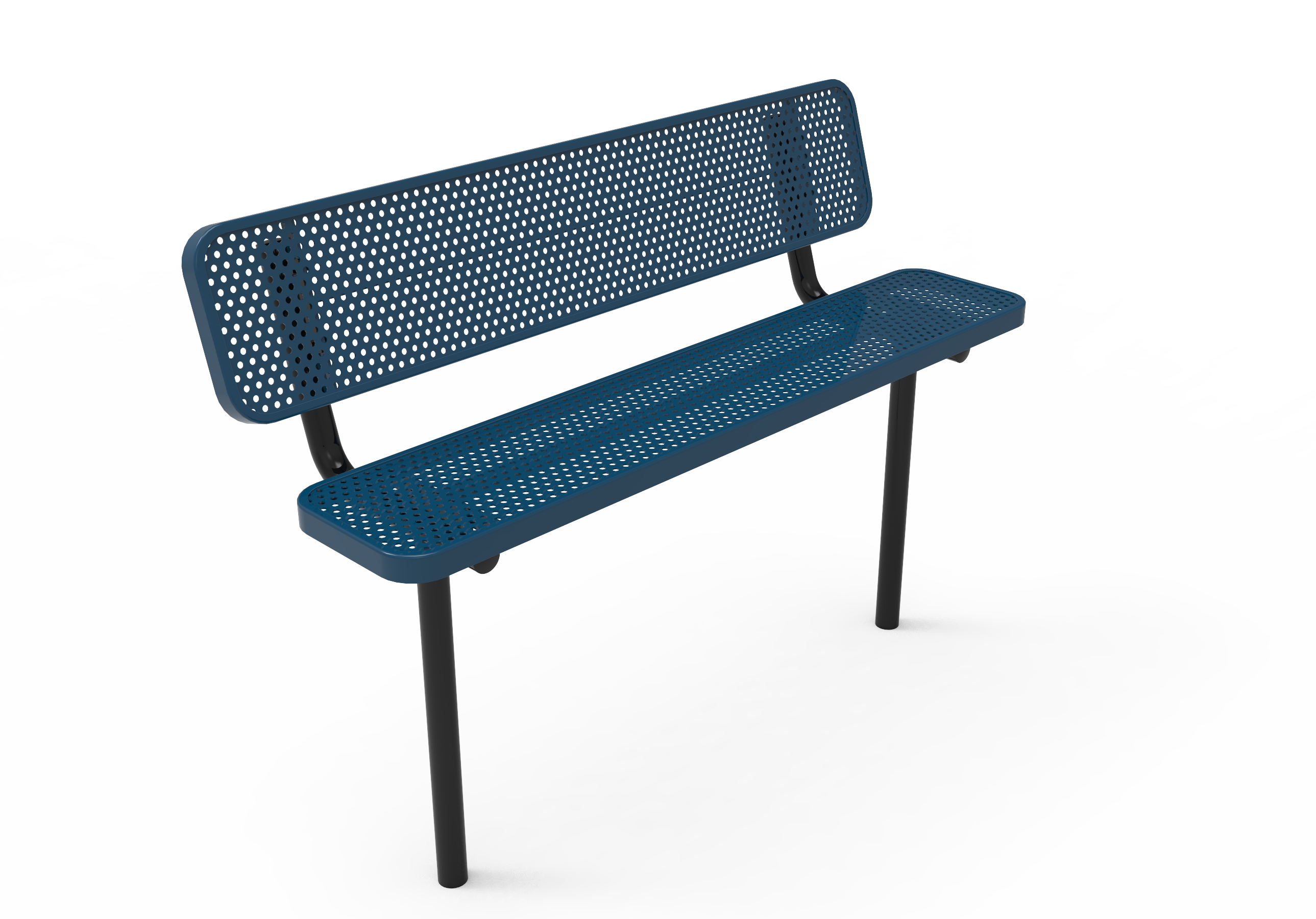 MyTCoat 4' - 8' Players Bench with Back - Punched Steel - Inground Mount