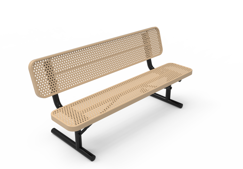 4' - 8'  Players Bench with Back - Punched Steel - Portable