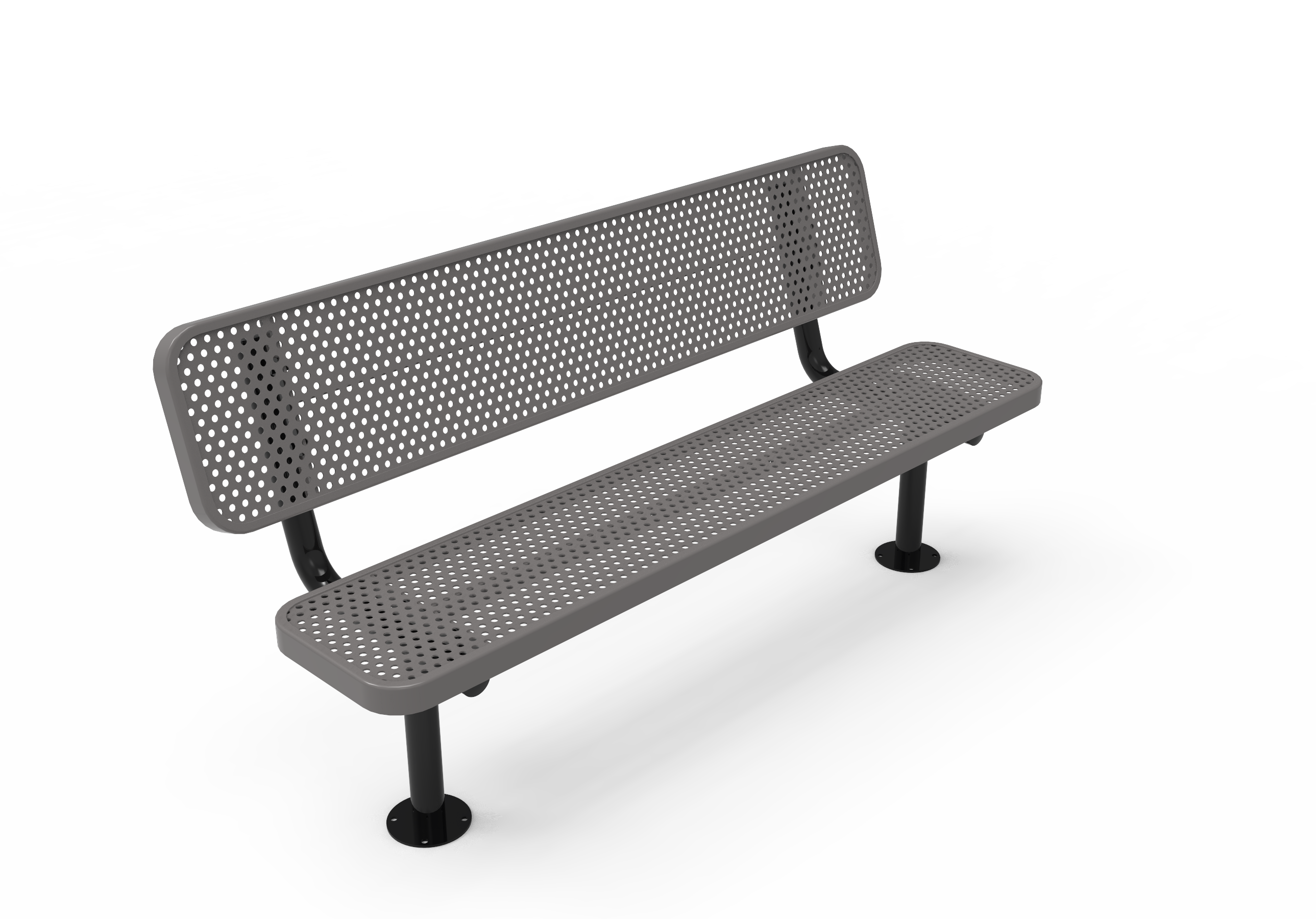 MyTCoat 4' - 8' Players Bench with Back - Punched Steel - Surface Mount