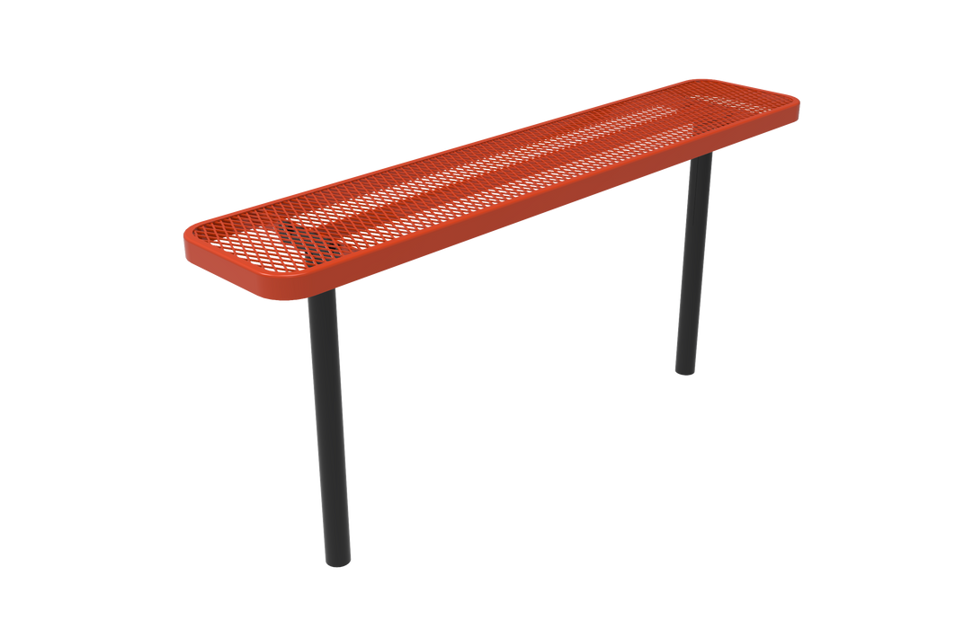 4' - 8'  Players Bench without Back - Expanded Metal - Inground Mount