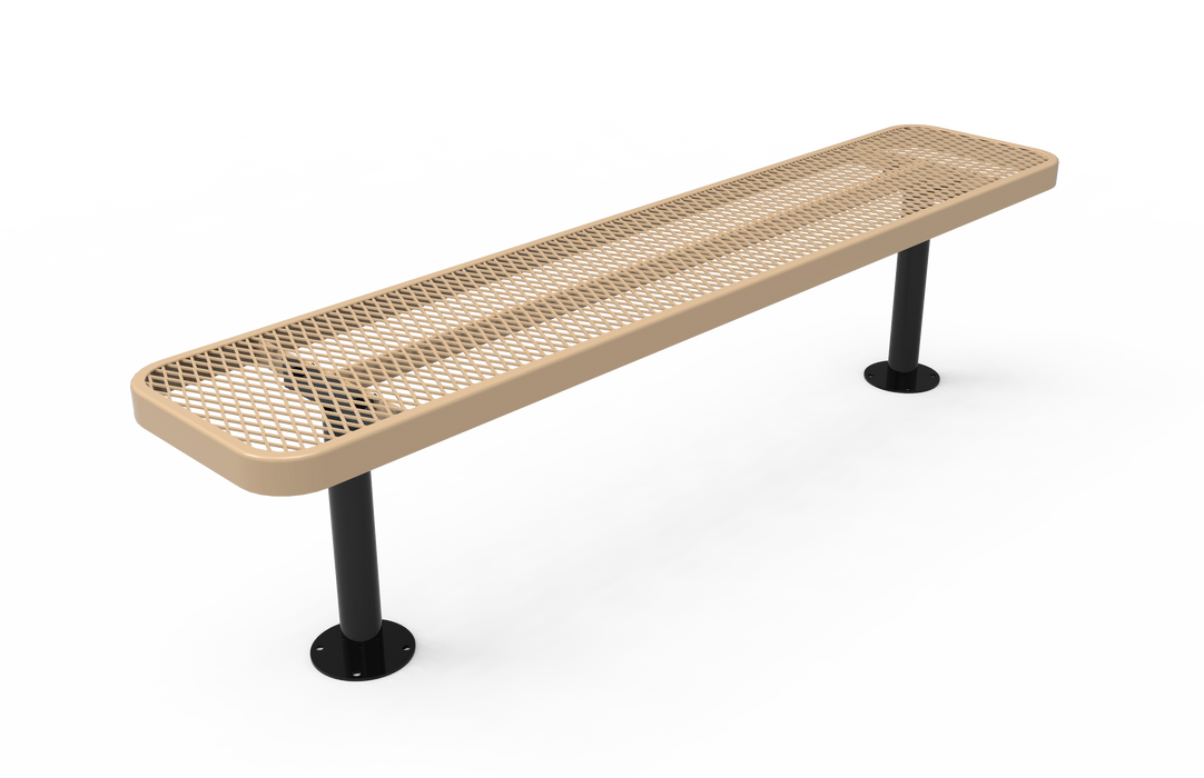 4' - 8' Players Bench without Back - Expanded Metal - Surface Mount