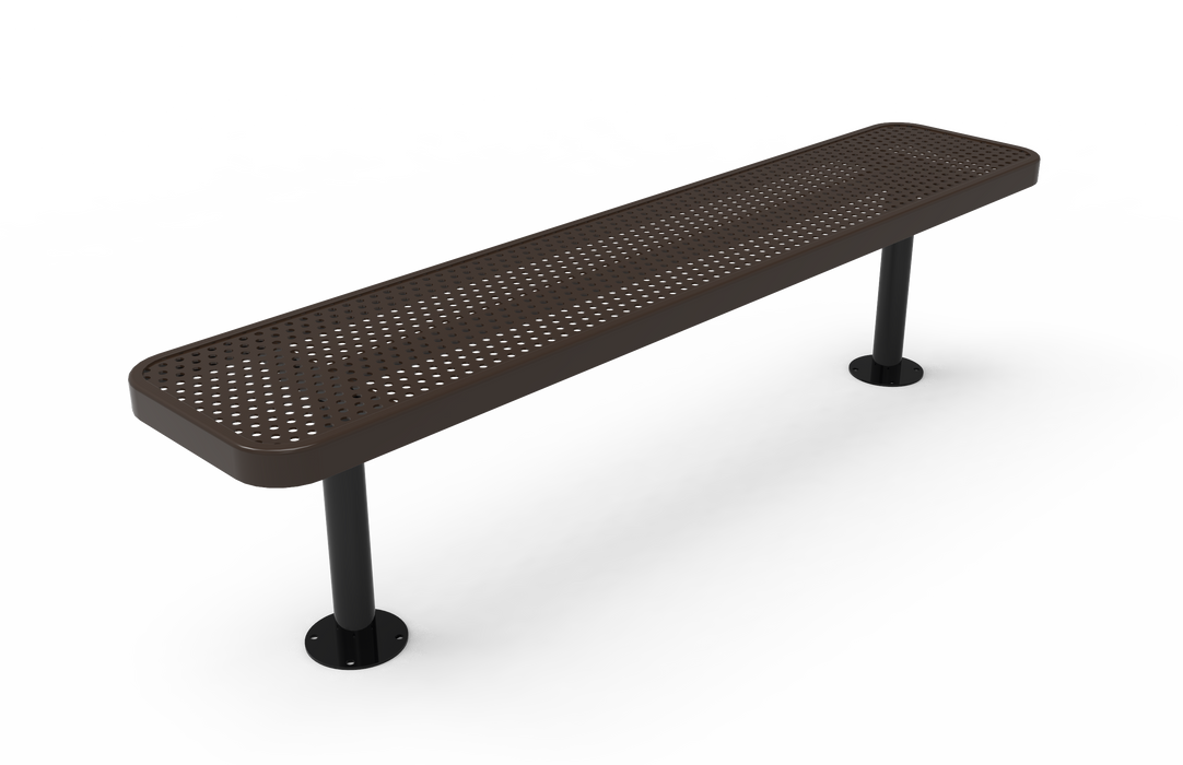 4' - 8' Players Bench without Back - Punched Steel - Surface Mount