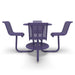 Purple Wabash Valley Camino Round Bar Height Table, perforated plastisol top at bar height, four seats with backs, foot ring, portable, model CM225Q, high top picnic table