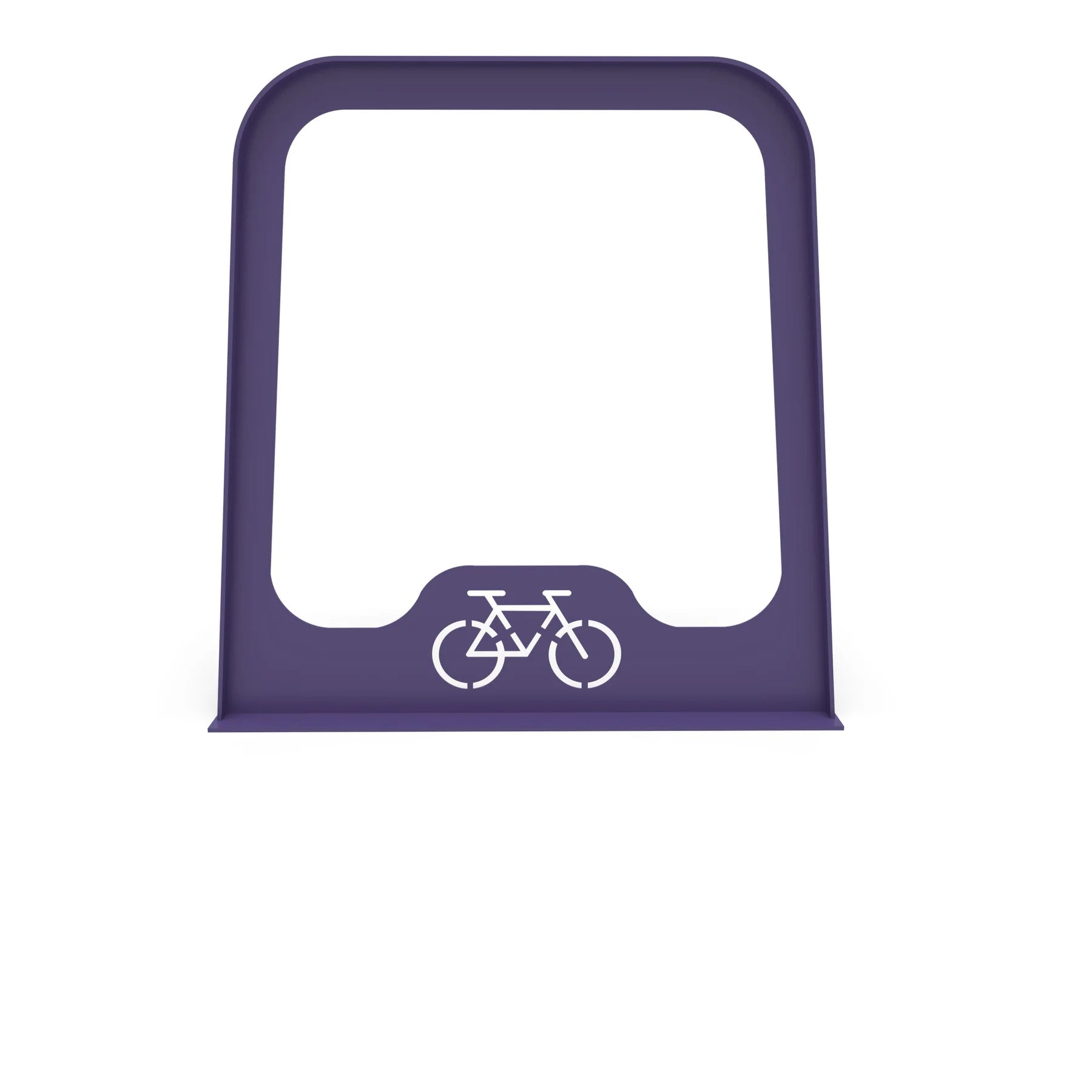 Purple Wabash Valley Designer bike rack, custom bike rack colour in a powder coated steel panel design