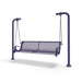 Purple Wabash Valley Estate Diamond Swing Bench, plastisol-coated steel seat on inground posts, commercial swing for parks and campuses