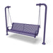 Purple Wabash Valley Estate Perforated Swing Bench, plastisol-coated steel seat on inground posts, patio swing bench