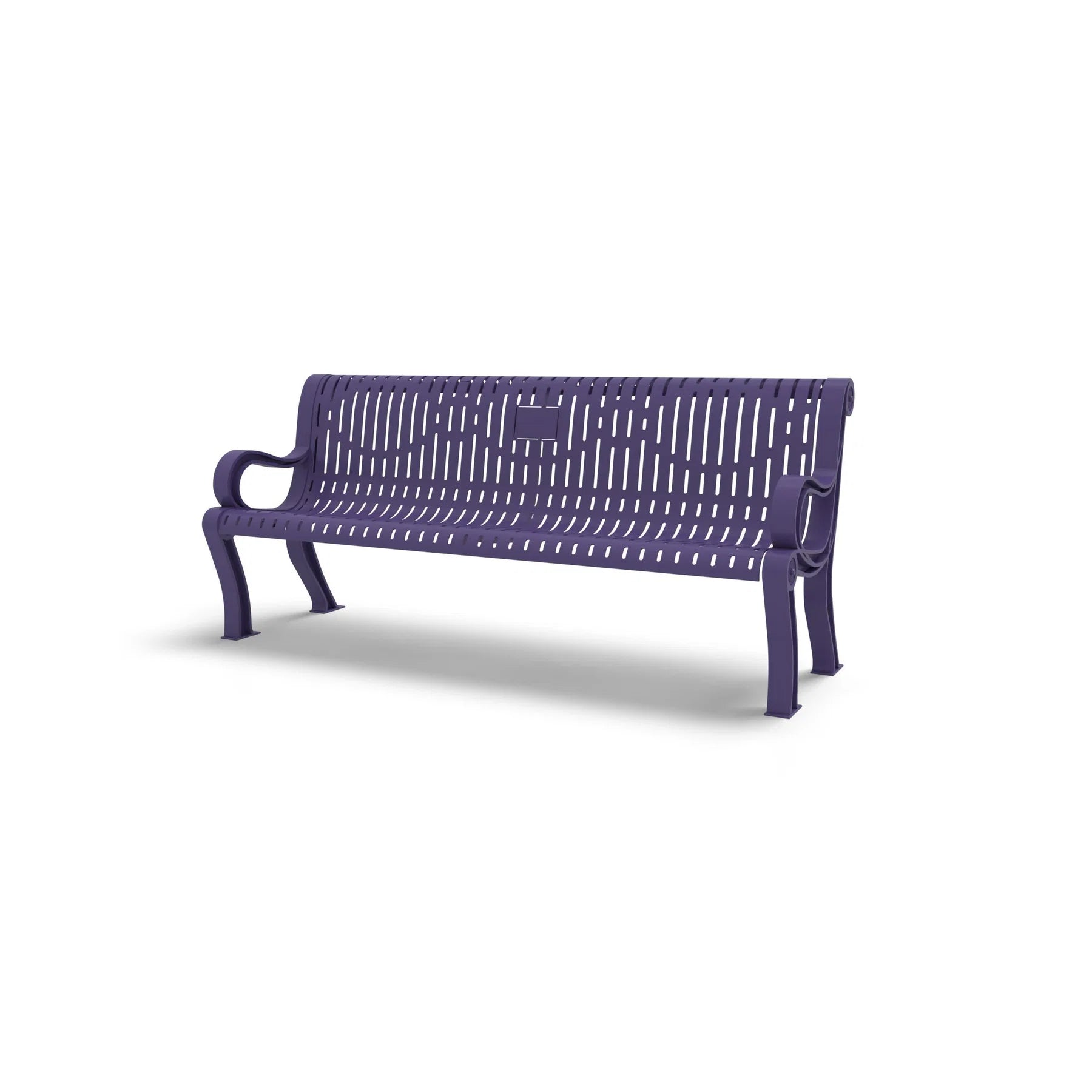 Purple Wabash Valley Estate Ribbed Memorial Bench, garden memorial bench with a blank plaque