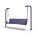 Purple Wabash Valley Estate Ribbed Swing Bench, plastisol-coated steel seat on inground posts, metal swing bench