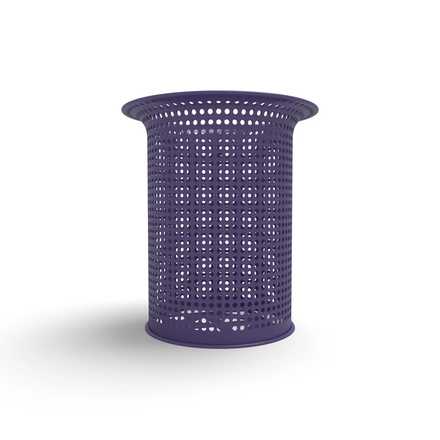 Purple Wabash Valley Flared Commercial Trash Receptacle, Perforated, plastisol coated steel with a flared top, model FR400P, beach trash can