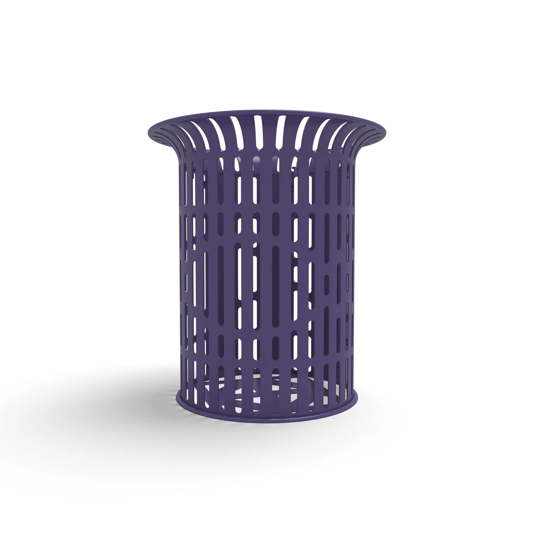 Purple Wabash Valley Flared Commercial Trash Receptacle, Ribbed, plastisol coated steel with a flared top, model FR400R, gas station trash can