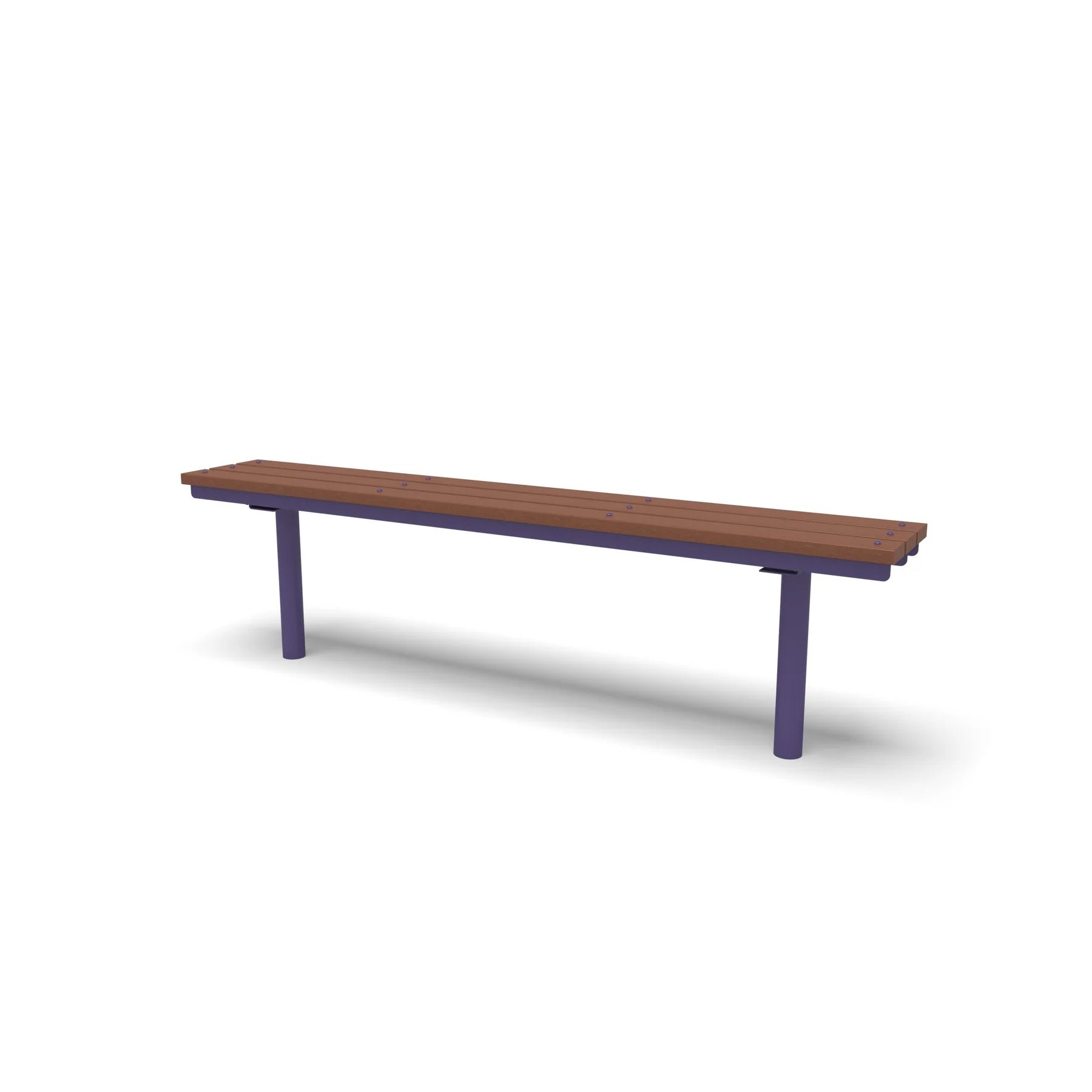 Purple Wabash Valley Rinnova Recycled Plastic Backless Bench with Cedar planks, Inground mount, trail bench