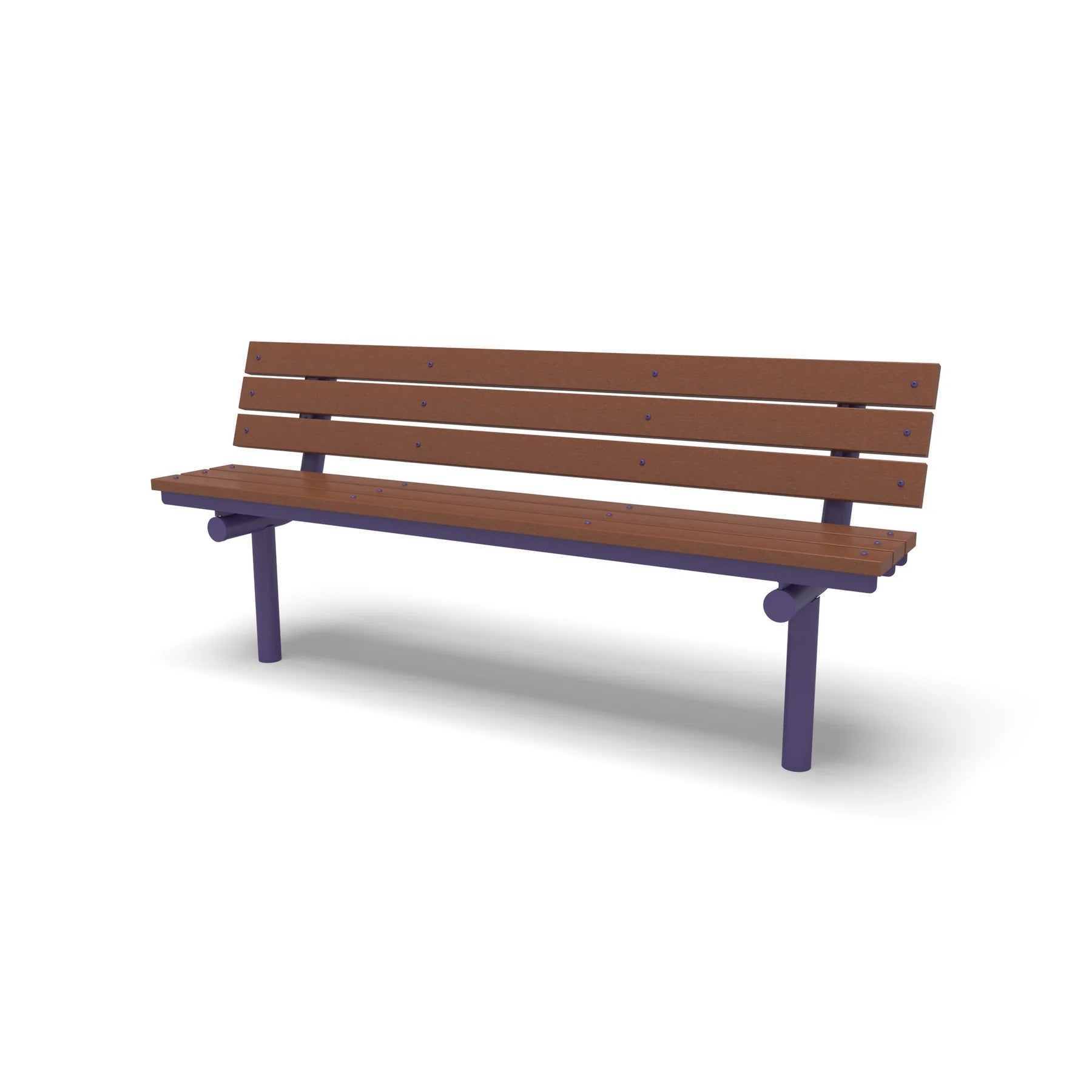 Purple Wabash Valley Rinnova Recycled Plastic Bench with Cedar planks, Inground mount, recycled bench