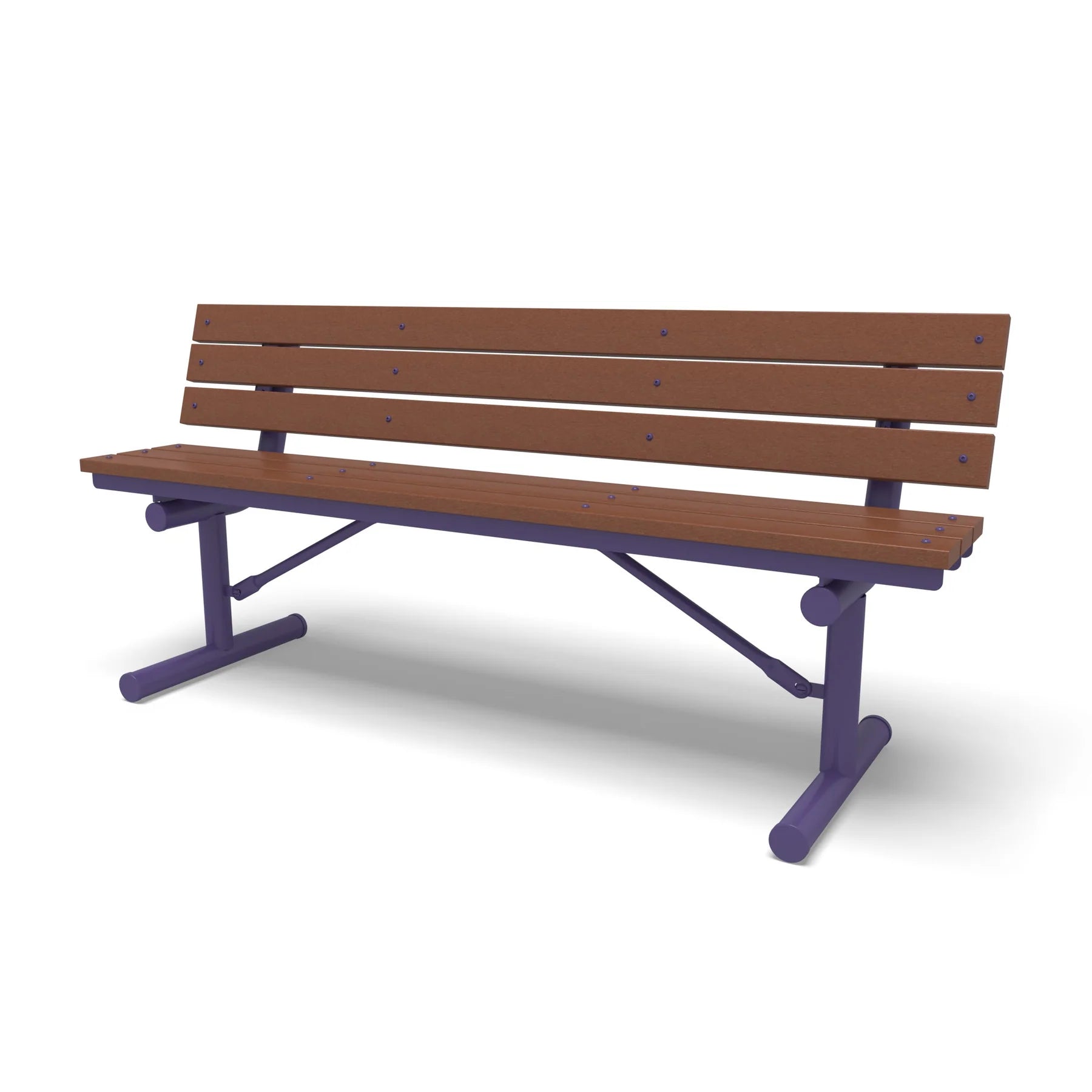 Purple Wabash Valley Rinnova Recycled Plastic Bench with Cedar planks, Portable braced legs, poly bench