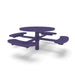 Purple Wabash Valley Signature Round Pedestal Picnic Table, Diamond, Standard - 4 Seats - Inground, in plastisol-coated steel, model SG245D, round outdoor metal table