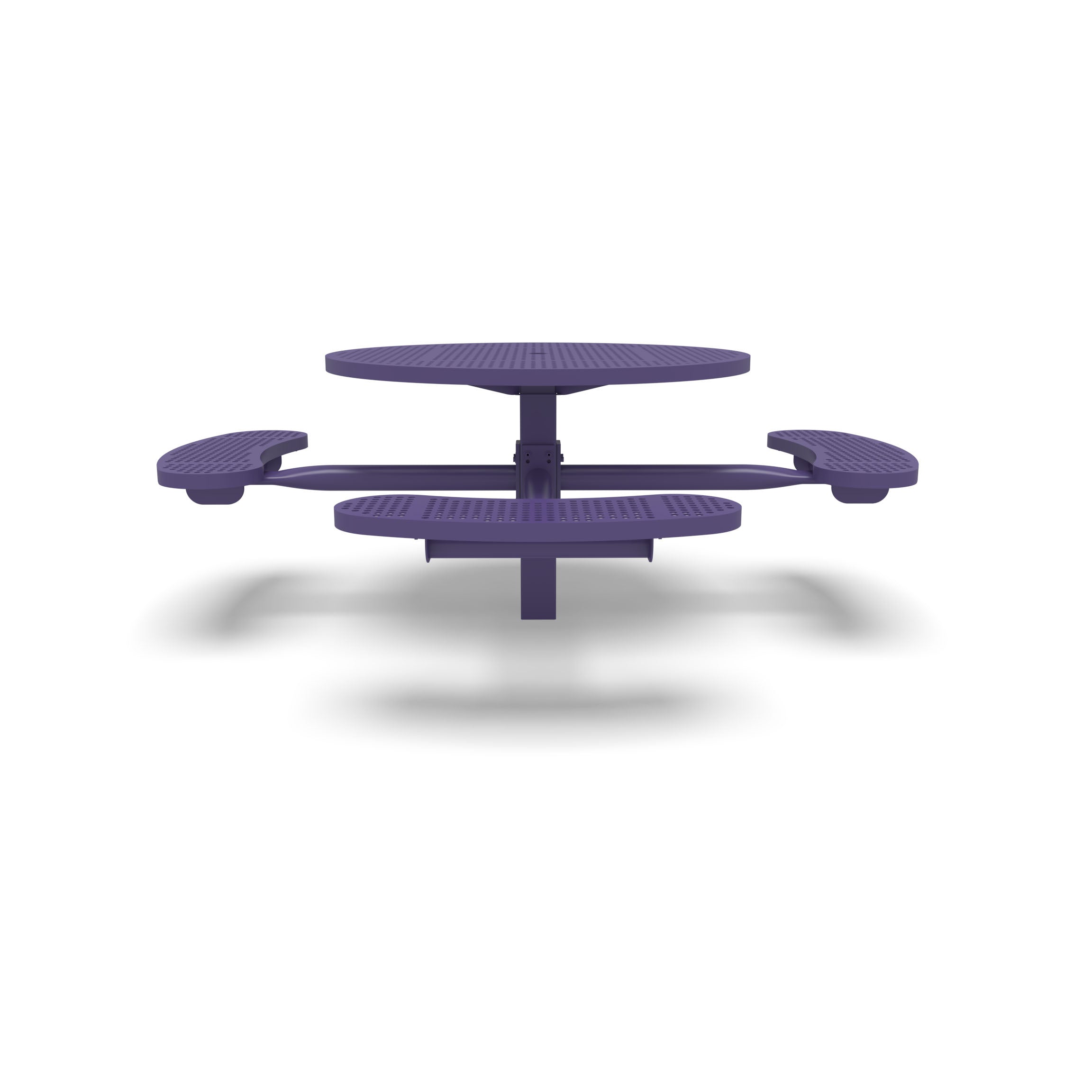 Purple Wabash Valley Signature Round Pedestal Picnic Table, Perforated, Standard - ADA Accessible - Inground, in plastisol-coated steel, model SG250P, ada compliant table