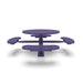 Purple Wabash Valley Signature Round Pedestal Picnic Table, Perforated, Standard - 4 Seats - Surface Mount, in plastisol-coated steel, model SG244P, commercial patio furniture