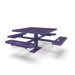Purple Wabash Valley Signature Square Pedestal Picnic Table, Diamond, Standard - 4 Seats - Surface Mount - 46 Inch, in plastisol-coated steel, model SG229D, square outdoor dining table