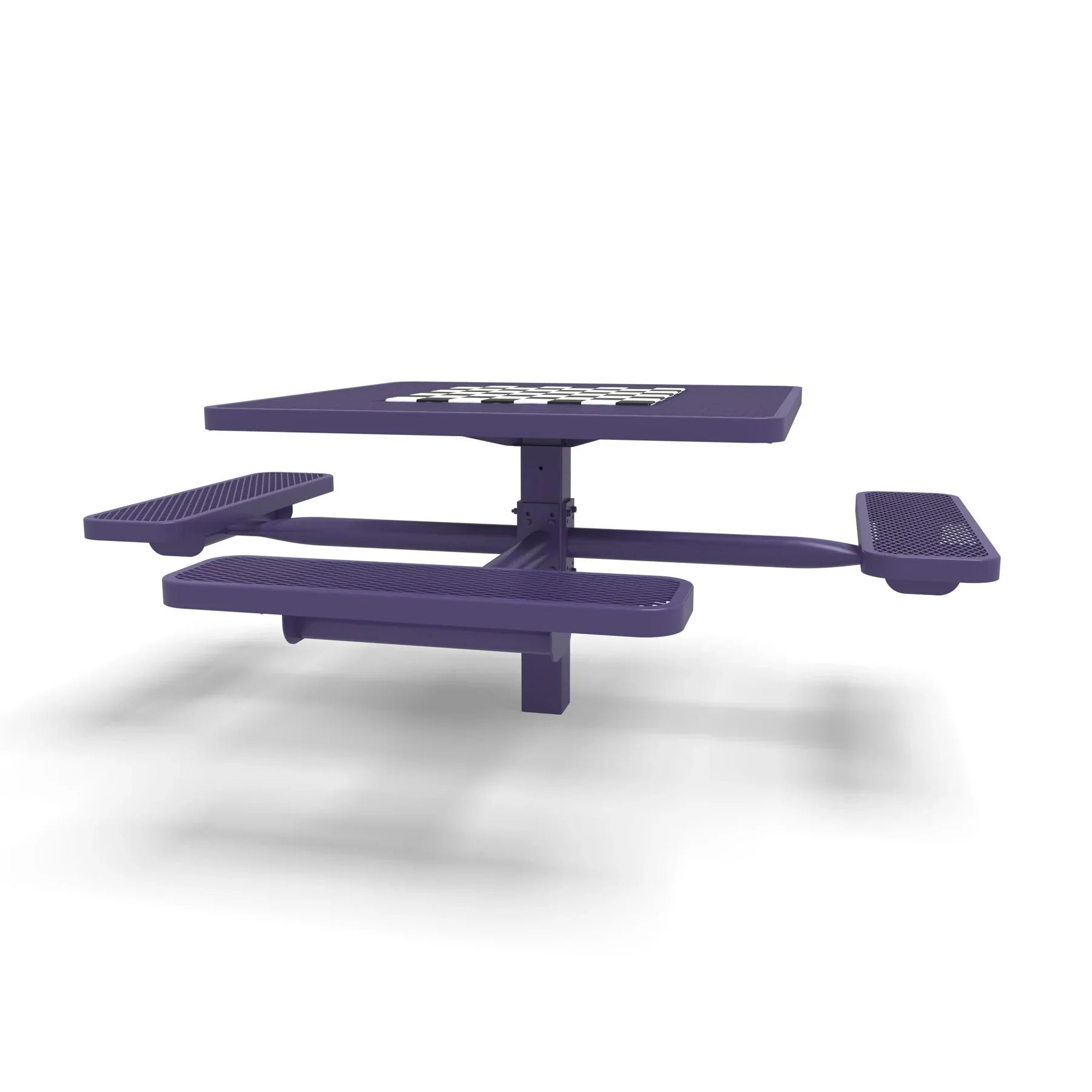Purple Wabash Valley Signature Square Pedestal Picnic Table, Diamond, Chessboard - ADA Accessible - Inground - 46 Inch, in plastisol-coated steel, model SP230D, outdoor checkers table