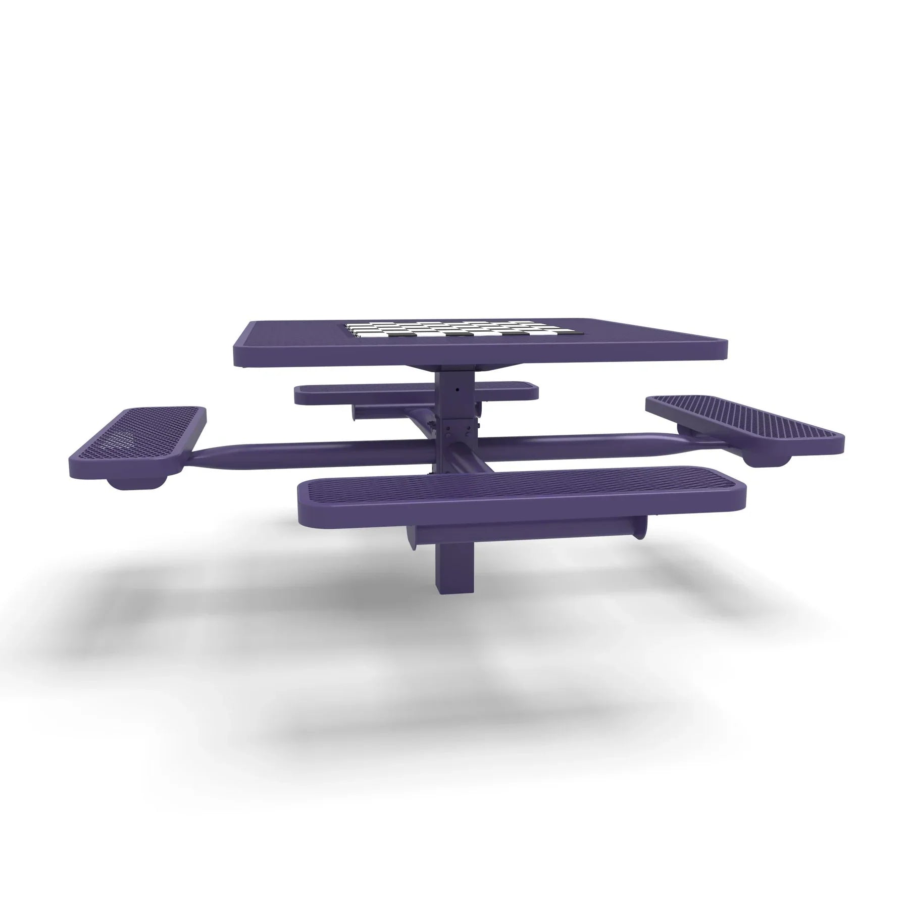 Purple Wabash Valley Signature Square Pedestal Picnic Table, Diamond, Chessboard - 4 Seats - Inground - 46 Inch, in plastisol-coated steel, model SP225D, outdoor checkers table