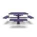 Purple Wabash Valley Signature Square Pedestal Picnic Table, Perforated, Standard - 4 Seats - Surface Mount - 46 Inch, in plastisol-coated steel, model SG229P, business patio furniture