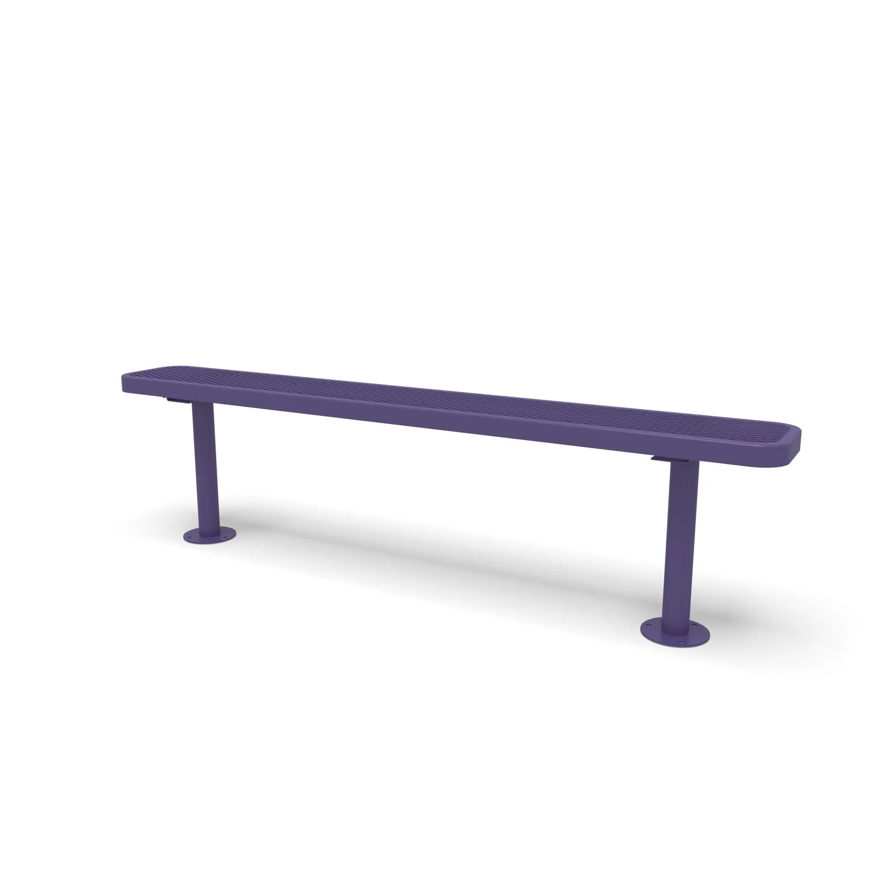 Purple Wabash Valley Signature Steel Backless Bench, Diamond, 6' Surface Mount base plates, solid purple, plastisol-coated steel, team bench