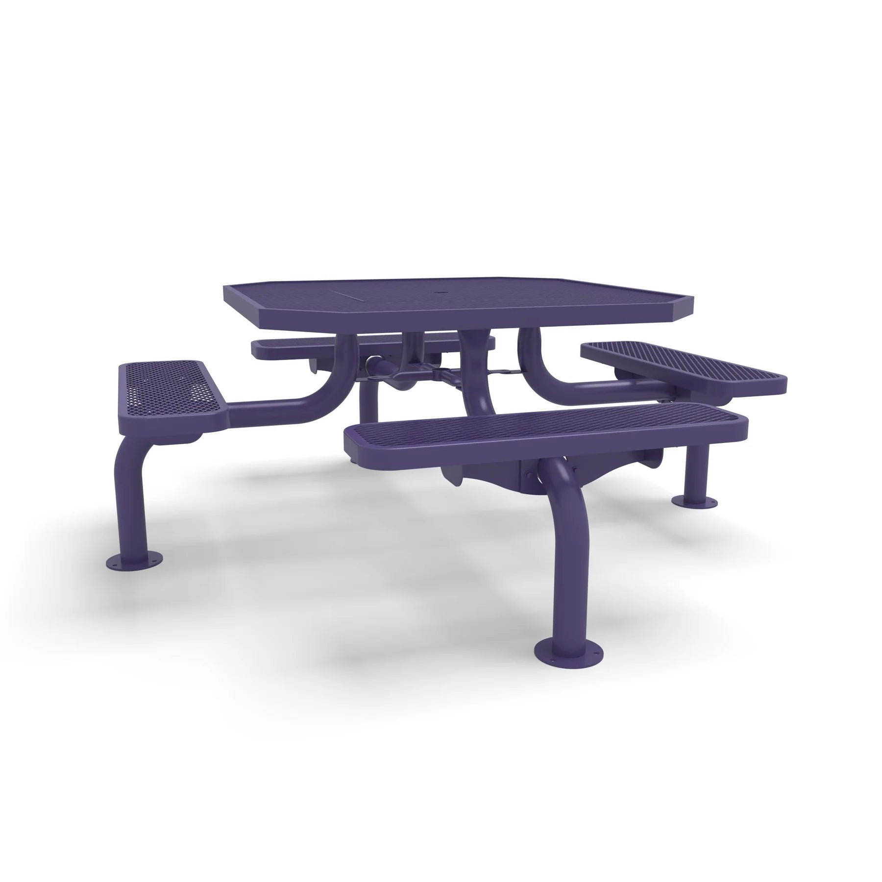 Purple Wabash Valley Spyder Octagon 46 inch Picnic Table, Diamond plastisol coated steel, 4 attached seats, model SY125D, octagon shaped table