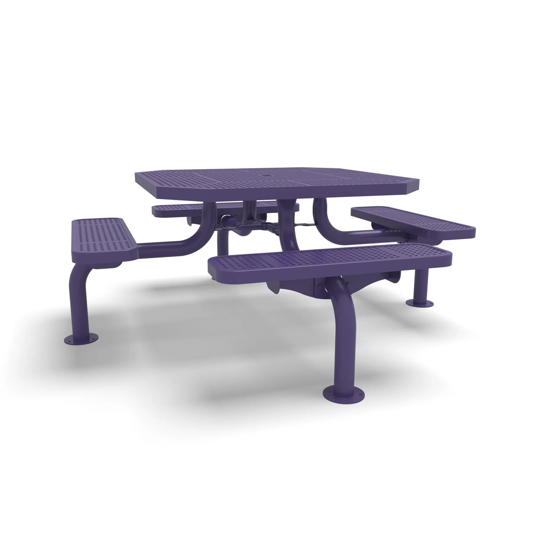 Purple Wabash Valley Spyder Octagon 46 inch Picnic Table, Perforated plastisol coated steel, 4 attached seats, model SY125P, 4 person outdoor table
